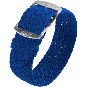EULIT horlogeband - perlon - 20 mm - blauw - metalen gesp