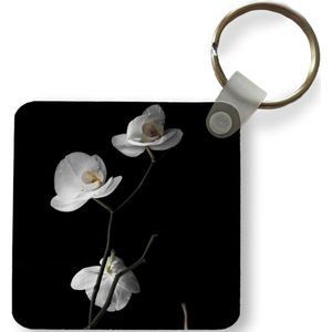Sleutelhanger - Uitdeelcadeautjes - Orchidee - Bloemen - Zwart - Wit - Stilleven - Plastic