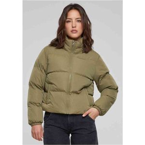 Urban Classics - Ladies Short Peached Puffer Jacket tiniolive 3XL Gewatteerd jack - XL - Olijfgroen