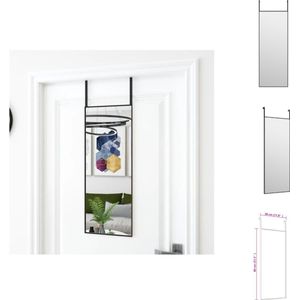 vidaXL Deurspiegel - Zwart Aluminium - 30x80 cm - Hoogte verstelbaar - Spiegel