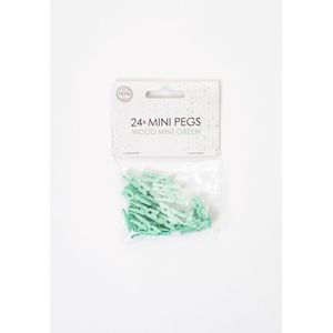 48 Mini houten knijpers Mint Groen - Feest Thema Polaroid Foto Ophangen Klein Knijper