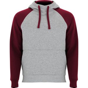 Grijs / Donker Rood Hoodie met raglan mouwen model Badet merk Roly maat 3XL