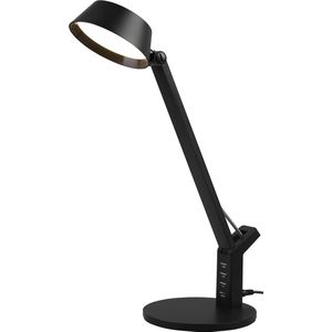 LED Bureaulamp - Torna Avvan - 5W - Aanpasbare Kleur - USB Oplaadbaar - Dimbaar - Rond - Mat Zwart - Kunststof