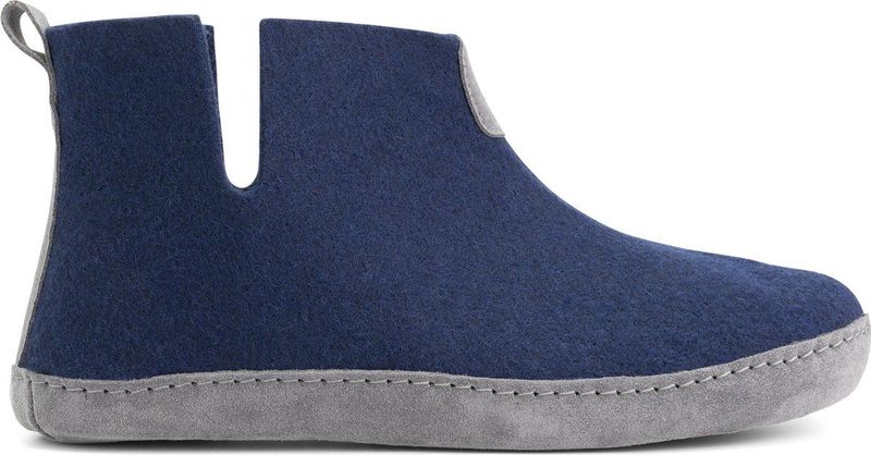 Travelin' Stay-Home Heren Sloffen - Wollen Pantoffels - suède zool - Marine Blauw