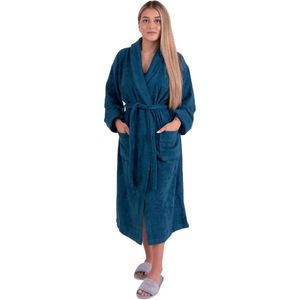 Bamboe Sauna Badjas Petrol - XXL - unisex - hotelkwaliteit - badstof badjas - luxe badjas - ochtendjas - duster - sjaalkraag - badmantel