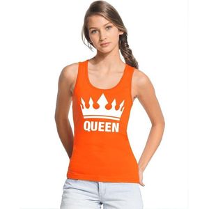 Oranje Koningsdag Queen tanktop shirt/ singlet dames - Oranje Koningsdag kleding XL