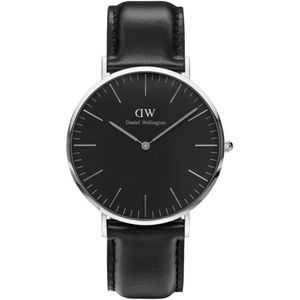 Daniel Wellington DW00100133 Classic Black Sheffield - Horloge - Leer - Zwart - Ø 40 mm