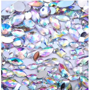 BamBella® - 300 stuks - Plak Steentjes - AB wit mix- strass stenen glitters nail art kleding versieren