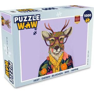 Puzzel Hert - Dieren - Bloemen - Bril - Hippie - Legpuzzel - Puzzel 1000 stukjes volwassenen