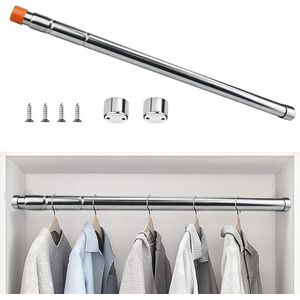 Kledingstang kast 57-100 cm metalen stang kledinghangerstang uittrekbare garderobestang ronde telescoopstang klemstang kledingkast spanstang roestvrij staal nisstang voor garderobe