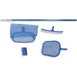 Zwembadset - 2 netten, 1 schrobber, 1 borstel + telescopische paal - Zwembad Schoonmaakset - Zwembad Schoonmaaksets - Zwembadschoonmaakset - Zwembadschoonmaaksets