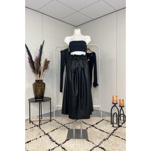 Gabriella | Faux Leather Maxi Skirt, Zwart, Maat One Size