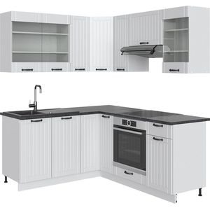 Vicco Fame-Line Hoekkeuken – 160 x 190 cm , WB Antraciet Wit landhuis/wit , WB Antraciet