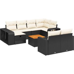 vidaXL-11-delige-Loungeset-met-kussens-poly-rattan-zwart