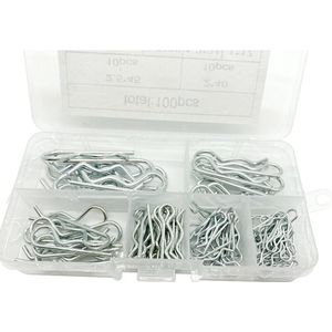 WiseGoods Premium Borgpen Set - R Pin - Pinnen - Clips - Klussen Klem - Hobby - DIY Clip Borgen - Splitpen - Carbon Staal 100 St