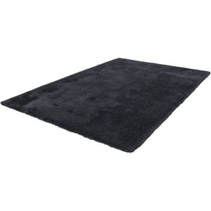 Lalee Velvet-vloerkleed- uni- effen- tapijt- shaggy- hoogpolig- karpet 80x150 cm Grafiet antraciet