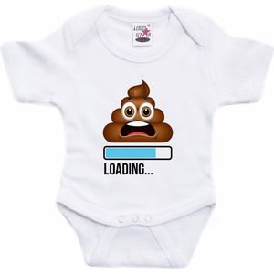 Bellatio Decorations baby rompertje - Loading Poop - wit/blauw - babyshower/kraamcadeau 92