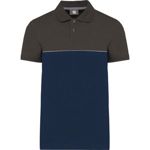 Polo Unisex M WK. Designed To Work Kraag met knopen Korte mouw Navy / Dark Grey 60% Katoen, 40% Polyester