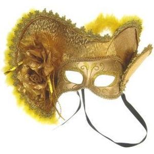 Venetiaans Dames Masker - Met Hoed - Goud