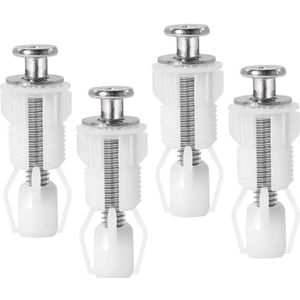 PolkaHome WC-brilbevestigingen, 4 Stuks Kunststof Schroeven voor Toiletbril, Reserveschroevenset Geschikt voor Blinde Gaten in Watertanks, Wit