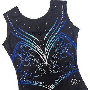 Sparkle&Dream Turnpakje Vicky Zwart - Maat ALA XS/S - Gympakje voor Turnen, Acro, Trampoline en Gymnastiek