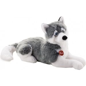 Trudi Classic Knuffel Hond Husky Marcus Groot 60 cm - Hoge kwaliteit pluche knuffel - Knuffeldier voor jongens en meisjes - Grijs - 26x33x60 cm maat XL