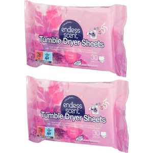 Endless Scent droogtrommeldoekjes - Roze / Paars - Floral Burst - Set van 60 - 2 Zakjes - Geurdoekjes voor de droger - Scented Dryer Wipes