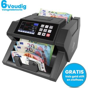 Agellic® Geldtelmachine – Biljettelmachine – 6-voudige vals geld detectie – 900 biljetten per minuut – Geldteller – Valsgelddetector – Incl. Stofhoes en Vals geld stift