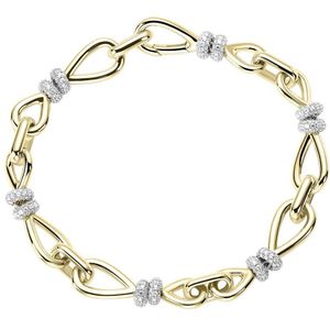 Gisser Jewels - Dames - Armband - Goud Verguld Sterling Zilver met Zirconia - maat 19 cm