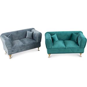 Bankje Sieradendoos sofa voor Volwassenen - 1 Willekeurige kleur groen of grijs blauw Juwelendoos Meisjes - Sieradenbox Luxe - 23x10 cm