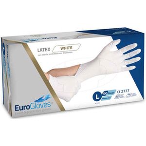 Eurogloves handschoenen latex poedervrij wit - Large- 20 x 100 stuks voordeelverpakking