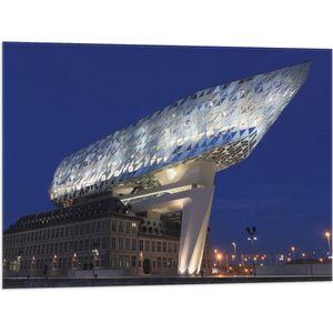 WallClassics - Vlag - Havenhuis - Antwerpen - 80x60 cm Foto op Polyester Vlag