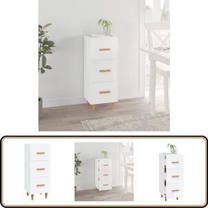 vidaXL Dressoir Hoogglans Wit 34,5x34x90 cm Dressoir - Commode - Kast - Opbergmeubel - Salontafel