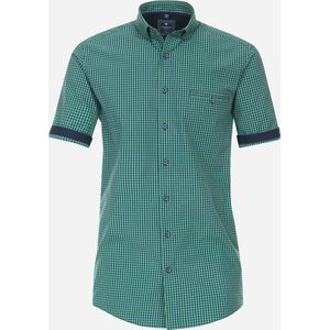 Redmond modern fit overhemd - korte mouw - popeline - groen geruit - Strijkvriendelijk - Boordmaat: 41/42