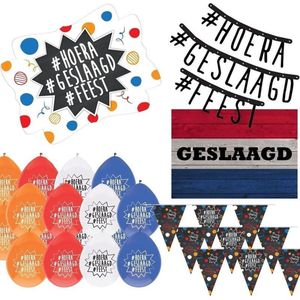 Geslaagd met je diploma feest thema pakket - versiering feestpakket