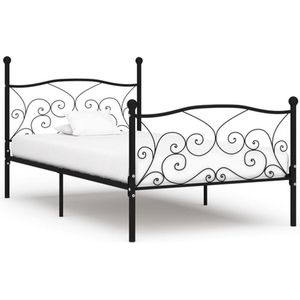 vidaXL - Bedframe - met - lattenbodem - metaal - zwart - 100x200 - cm