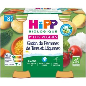 HiPP P'tits Veggies Aardappel- en Groentegratin van 8 Maanden Biologisch 2 Potjes