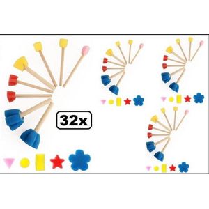 32x Figuursponsjes 8 assortie - PXP Professional Colours Figuur sponsjes - Thema feest festival party schmink