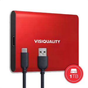 VisiQuality High-Speed Externe Harde Schijf 1TB - Draagbare Harde Schijf USB3.1/Type-C - Voor Windows & Mac - Compact - Rood