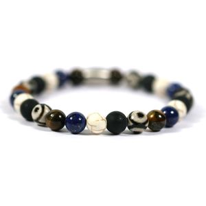 Heren armband kralen edelsteen mix - Ibizamen 21cm