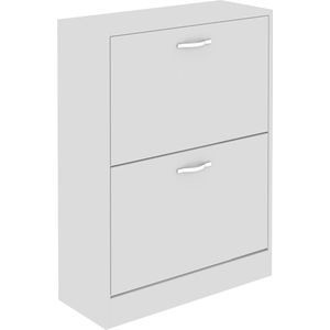 Schoenenkast met 2 laden - Wit - 80 cm hoog, 60 cm breed en 24 cm diep