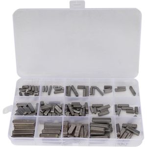 140 stuks. Veersleutelset met ronde uiteinden - keuze uit vier vierkante pasveer 3 4 5 6 mm.