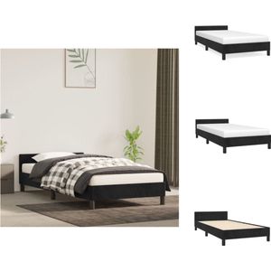 vidaXL Bedframe - fluweel - ondersteunende poten - multiplex lattenbodem - zwart - 203 x 93 x 50 cm - geschikt voor 90 x 200 cm matras - Bed