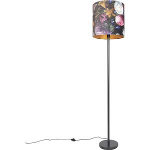QAZQA Simplo - Klassieke Vloerlamp - Staande Lamp met Kap - 1 Lichts - H 1840 Mm - Multicolor
