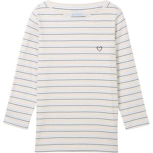 TOM TAILOR T-shirt boat neck stripe Dames T-shirt - Maat XL