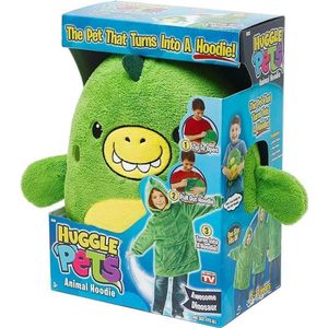 Jojoy PILLOWPET Groen Dino - Kids Hoodie Blanket - Knuffel & Hoodie in 1 - Deken met mouwen - Fleece deken - Oversized Hoodie
