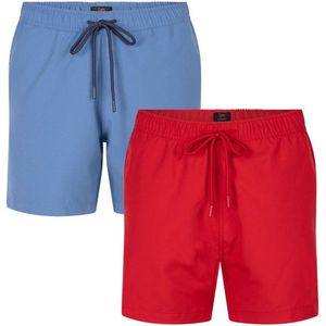 Undiemeister Zwembroek - Zwembroek heren - Zwemshort - Handgemaakt - Gemaakt van Mellowood - Trunks - IJsblauw & Rood - 2-Pack - L