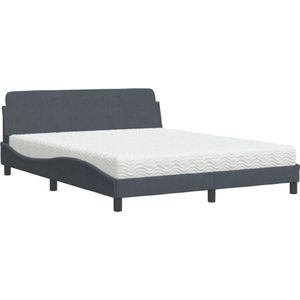 vidaXL - Bed - met - matras - fluweel - donkergrijs - 160x200 - cm