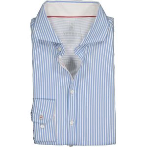 DESOTO slim fit overhemd - stretch tricot - lichtblauw-wit gestreept - Strijkvrij - Boordmaat: 45/46