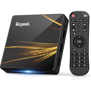 Bqeel TV Box Android 10.0 【4G+64G】 R2 Plus Android TV Box RK3318 Quad-Core 64bit Cortex-A53/ Wi-FI 2.4G/5G/LAN 100M/4K UHD/Android TV Box